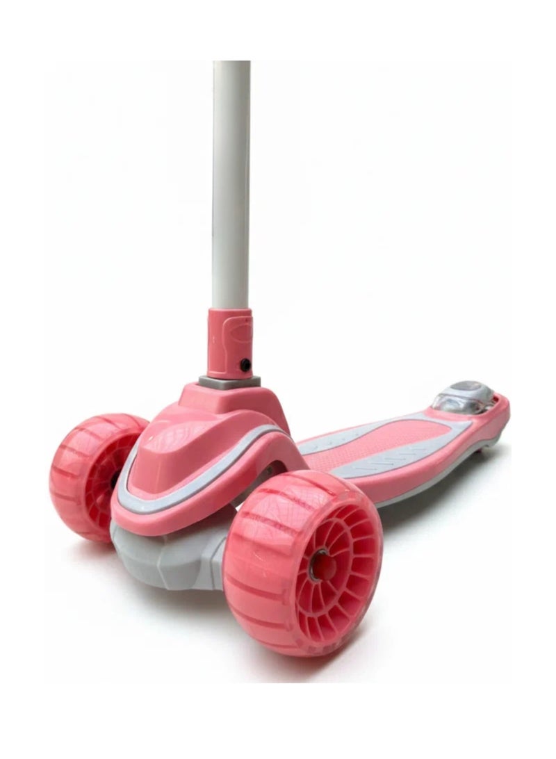 Top Gear Kids 3-Wheel Kick Scooter - TG-606 | Light-Up Flash Wheels, 3-Level Adjustable Height, Lean-to-Steer | Foldable Scooter with Rear Brake for Ages 3-8, Max 25KG (Pink) - Image 2