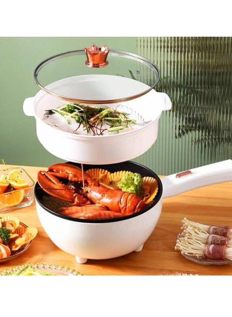 3.5L Electric Hot Pot,Double-flavor Hot Pot,with Steamer Temperature Control,Two Power Adjustments Multifunctional Non-stick Pot, Portable Saucepan Electric Cooking Pot