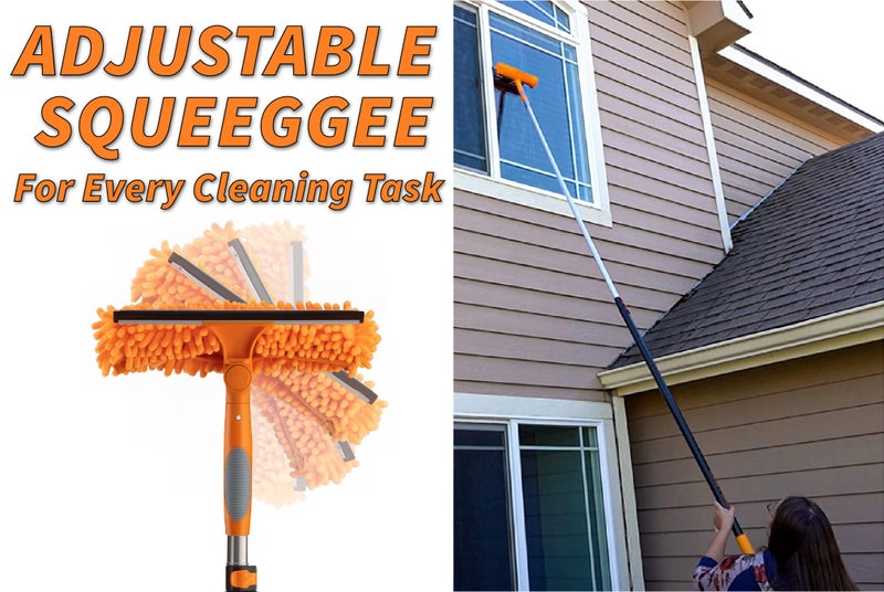 EXTEND-A-REACH 30 Foot High Reach Duster Kit with 7-24 ft Extension Pole // High Ceiling Dusting and Window Cleaning Kit with Telescopic Pole // Window Washer & Squeegee, Cobweb Duster, Fan Blade and Feather Duster - Image 4