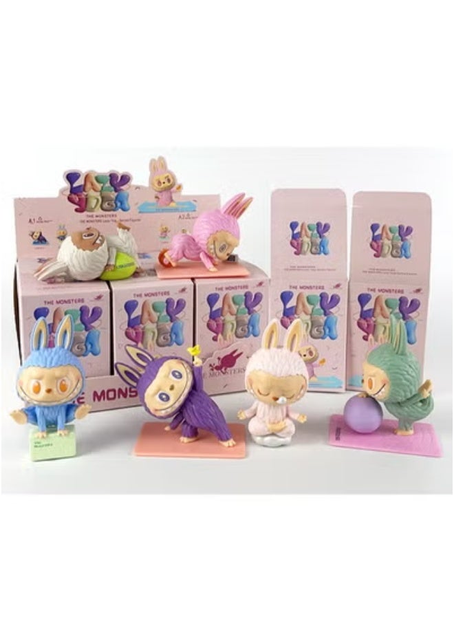 LABUBU labubu Labubu doll hand-made blind box cartoon capsule doll desktop collection ornaments first generation yoga Labubu (6 boxes)  - Image 1