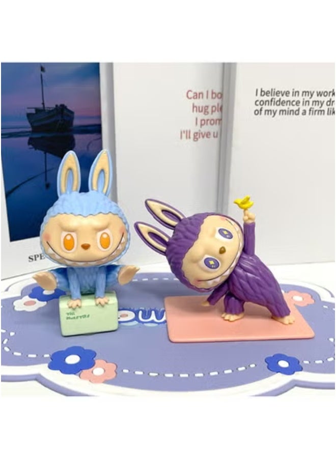 LABUBU labubu Labubu doll hand-made blind box cartoon capsule doll desktop collection ornaments first generation yoga Labubu (6 boxes)  - Image 3