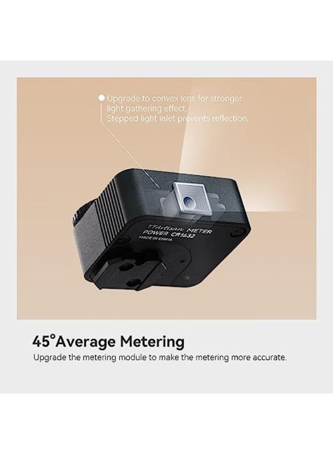 تترتيسان مقياس ضوء TTArtisan ترقية الجيل الثاني مع مؤشرين لمقاييس الضوء للتصوير مع قاعدة باردة متوافقة مع كاميرات متنوعة (ألمنيوم أسود) - Image 4