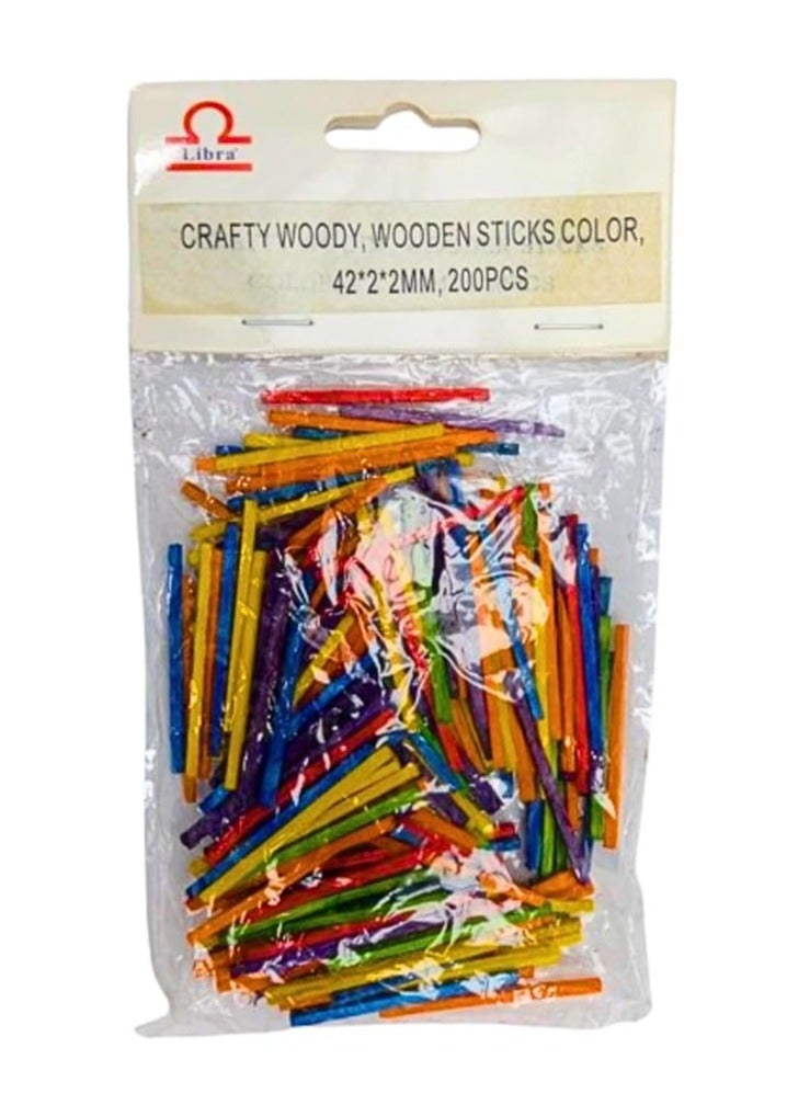 Libra CRAFTY WOODY AND WOODEN STICKS MULTICOLOR 42X2X2MM (PACK OF 200PCS), HJNJ5895 - Image 1