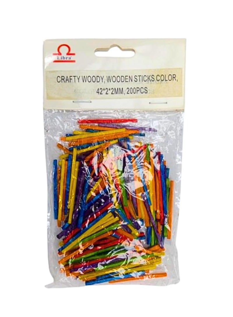Libra CRAFTY WOODY AND WOODEN STICKS MULTICOLOR 42X2X2MM (PACK OF 200PCS), HJNJ5895 - Image 2