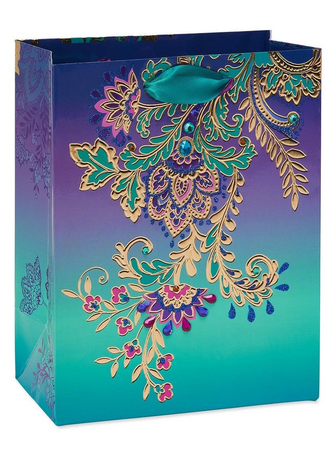 بابيرس حقيبة هدايا متوسطة الحجم مقاس 9 بوصات (أزهار يعقوبية) لأعياد الميلاد وحفلات الزفاف وحفلات الزفاف وحفلات استقبال المولود الجديد وجميع المناسبات (حقيبة واحدة) - Image 1