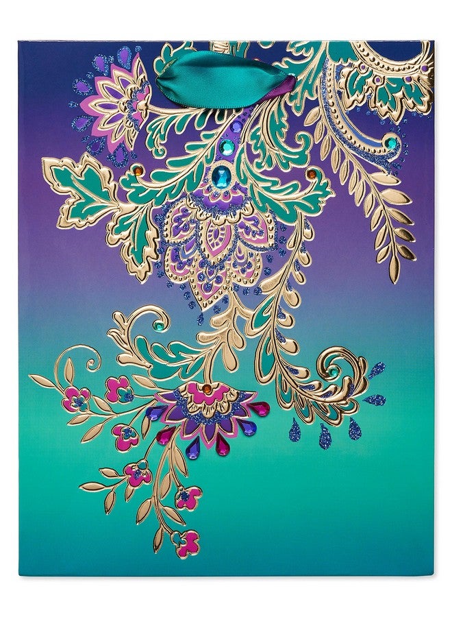 بابيرس حقيبة هدايا متوسطة الحجم مقاس 9 بوصات (أزهار يعقوبية) لأعياد الميلاد وحفلات الزفاف وحفلات الزفاف وحفلات استقبال المولود الجديد وجميع المناسبات (حقيبة واحدة) - Image 2