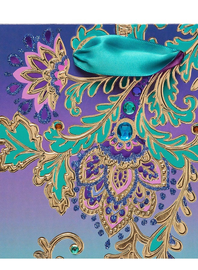 بابيرس حقيبة هدايا متوسطة الحجم مقاس 9 بوصات (أزهار يعقوبية) لأعياد الميلاد وحفلات الزفاف وحفلات الزفاف وحفلات استقبال المولود الجديد وجميع المناسبات (حقيبة واحدة) - Image 3