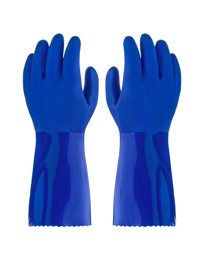 kitchen-star Ultimate Rubber Household PVC Gloves with Comfortable Cotton Lining, Anti-Slip surface, Kitchen Dishwashing, Extra Thickness, Kitchen Cleaning, Working, Painting, Pet Care (Large, Blue) - Image 3