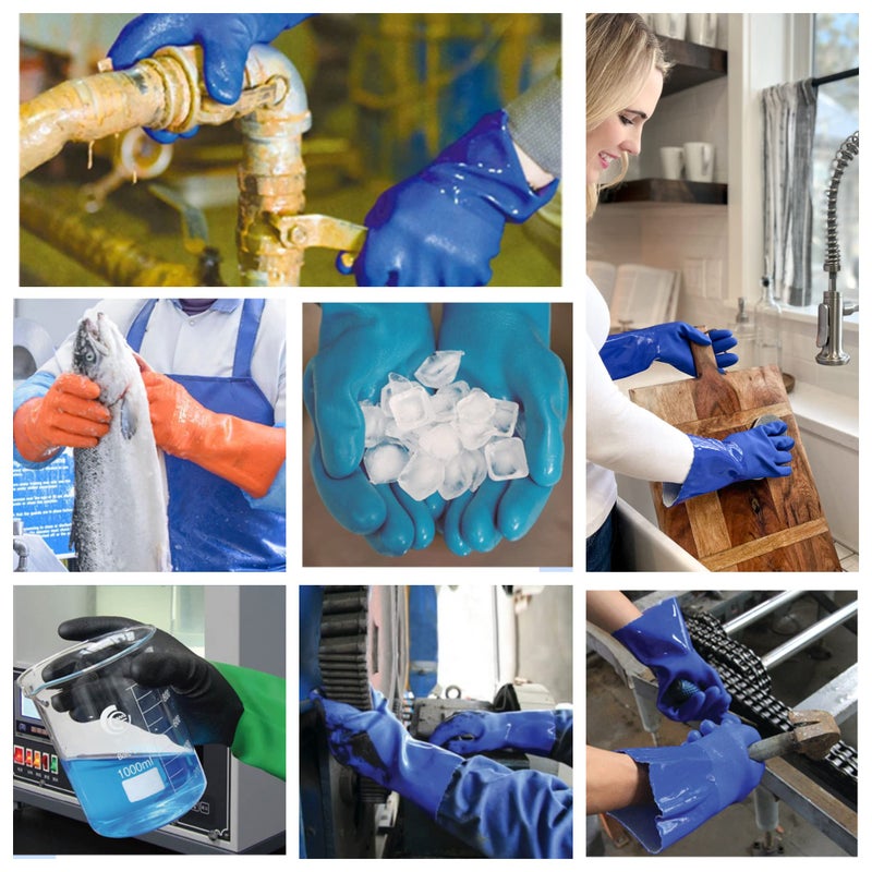 kitchen-star Ultimate Rubber Household PVC Gloves with Comfortable Cotton Lining, Anti-Slip surface, Kitchen Dishwashing, Extra Thickness, Kitchen Cleaning, Working, Painting, Pet Care (Large, Blue) - Image 4