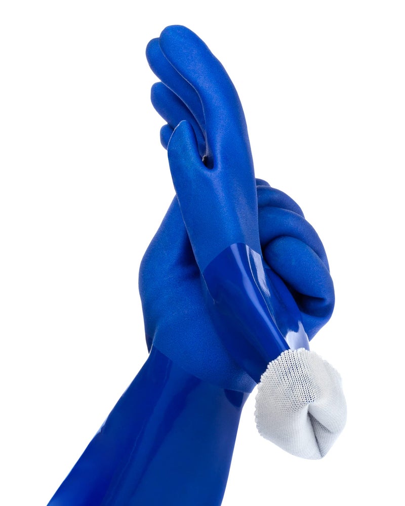kitchen-star Ultimate Rubber Household PVC Gloves with Comfortable Cotton Lining, Anti-Slip surface, Kitchen Dishwashing, Extra Thickness, Kitchen Cleaning, Working, Painting, Pet Care (Large, Blue) - Image 1