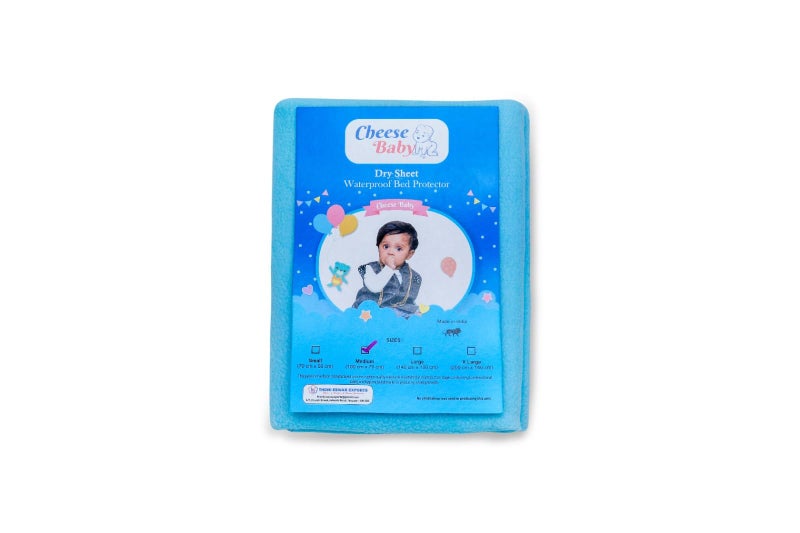 cheesebaby Anti-Piling Fleece Extra Absorbent Quick Dry Sheet for Baby, Baby Bed Protector, Waterproof Baby Sheet (Sky Blue, Large (100 cm x 140 cm)) - Image 1