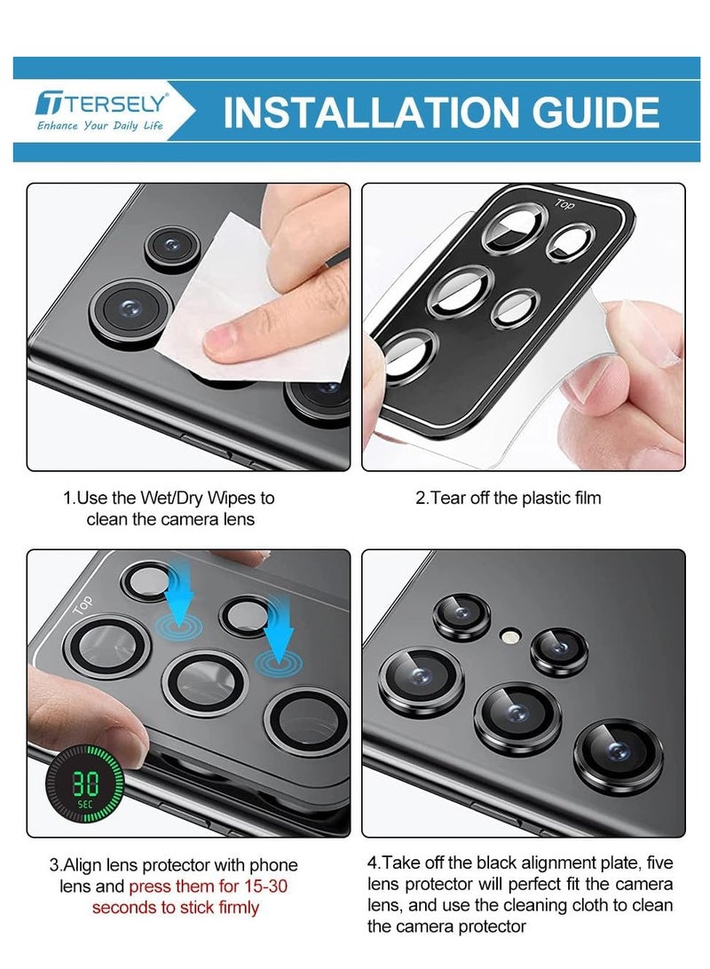 ELTRAZONE Camera Lens Protector for Samsung Galaxy S24 Ultra 2024, 9H Transparent Camera Tempered Glass Grade Shatterproof (Black) - Image 5