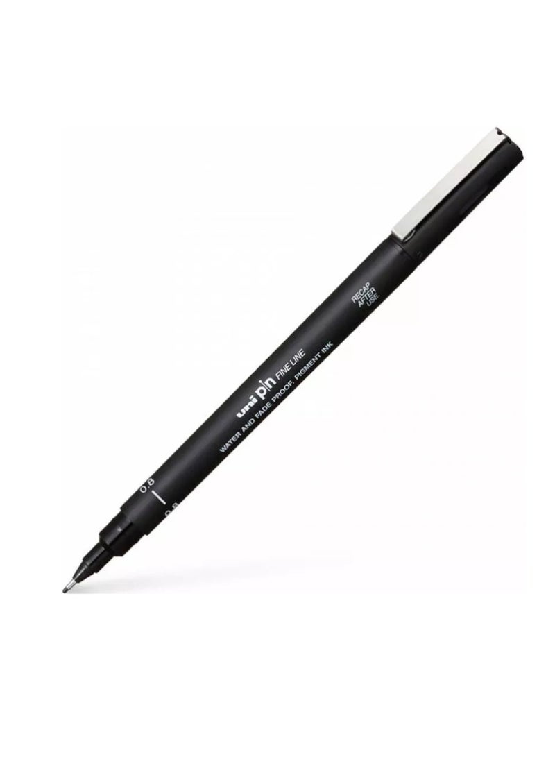 Uniball قلم حبر فاينلاينر Unipin Fineliner مكون من قطعة واحدة برأس 0.8 مم وحبر أسود - Image 1