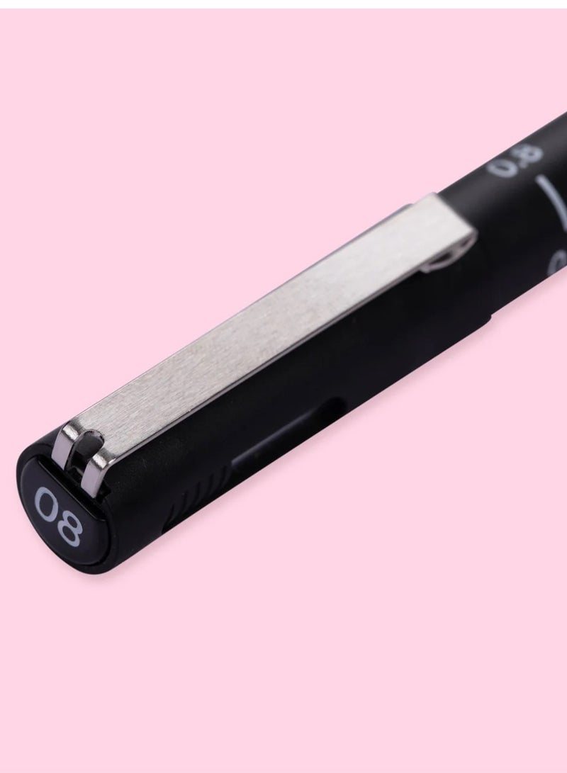 Uniball قلم حبر فاينلاينر Unipin Fineliner مكون من قطعة واحدة برأس 0.8 مم وحبر أسود - Image 3