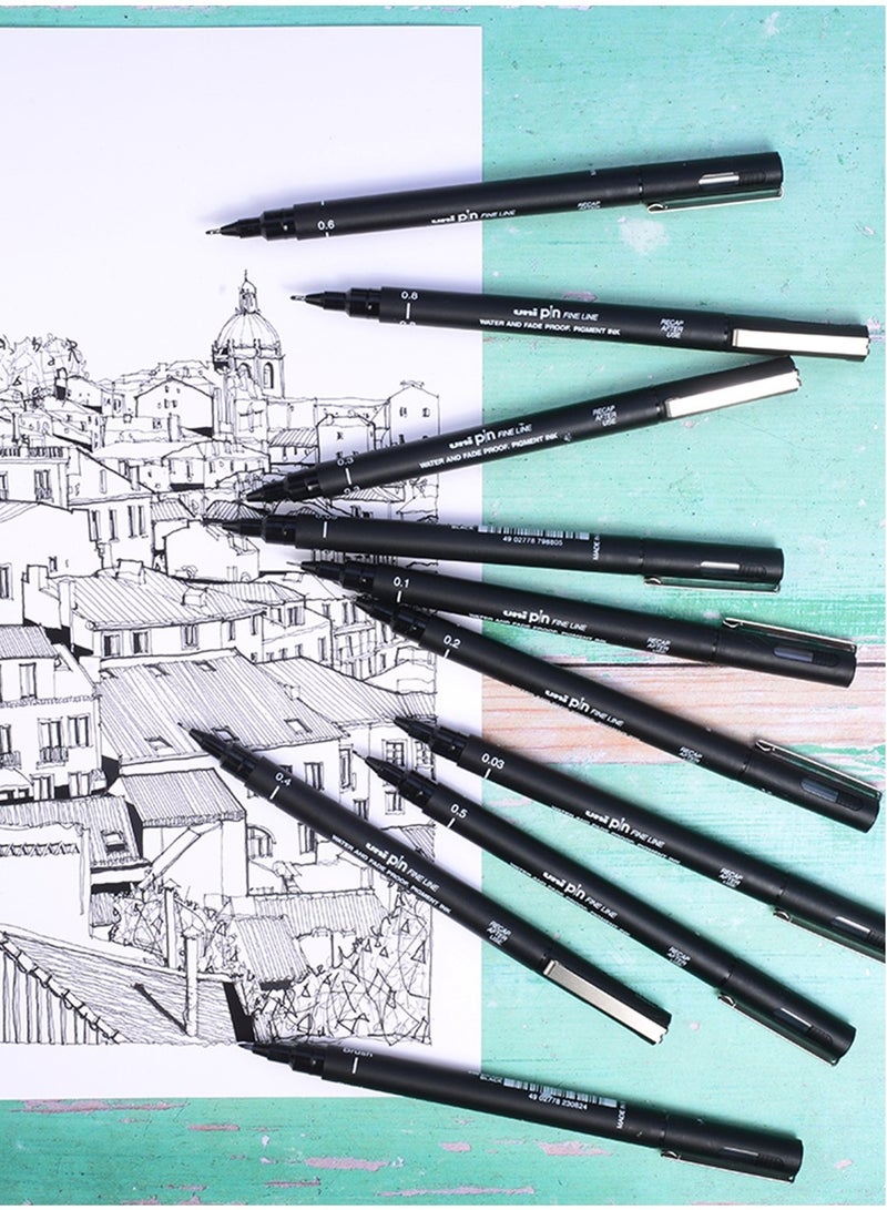 Uniball قلم حبر فاينلاينر Unipin Fineliner مكون من قطعة واحدة برأس 0.8 مم وحبر أسود - Image 4