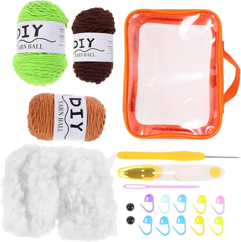 PRETYZOOM Potted Plant Crochet Kit for Beginners with Green Succulent Yarn Crochet Hook Set and DIY Materials for Adults Beginner-Friendly for Home Decor - Image 1