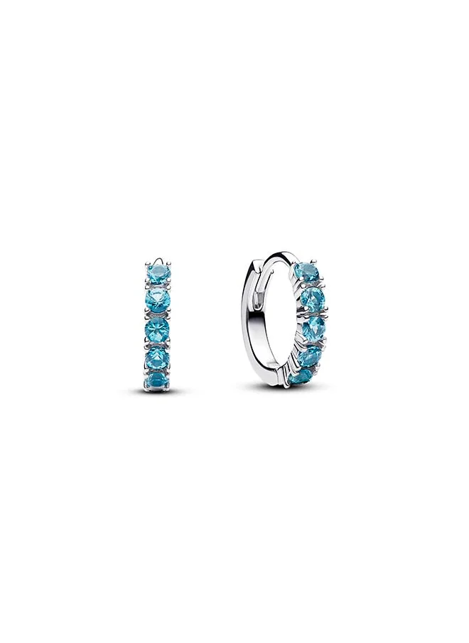 باندورا Light Blue Huggie Earrings