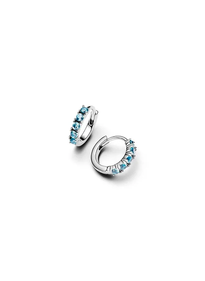 باندورا Light Blue Huggie Earrings