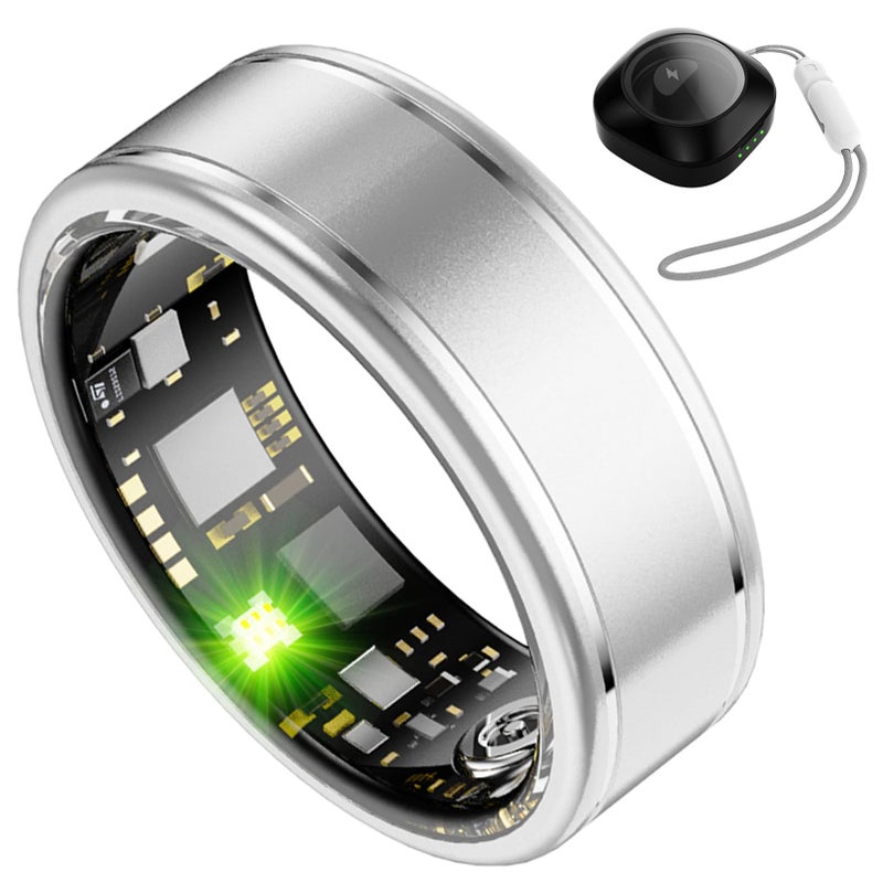 Anarow Smart Ring for Women â€“ Fitness Tracker Ring with Heart Rate, SpO2, Blood Pressure, Sleep Monitoring, Step & Calorie Counter, No Subscription Fee, iOS & Android Compatible (Silver, 9) - Image 1