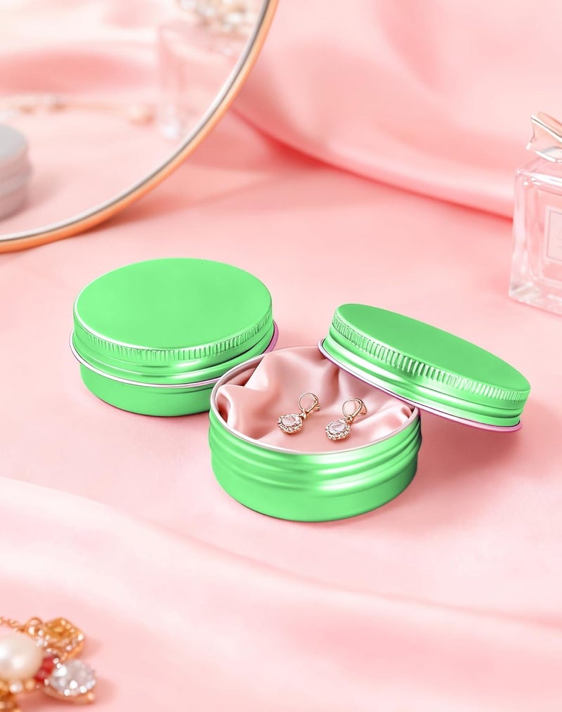 LJY 28Pcs Aluminum Tin Jar Refillable Containers Round Tin Container Bottle for DIY Projects,Gifts,Cosmetic,Cream,Diamond, Salves,Balms,Lip Balm,Spices (Green, 28 Pcs 1oz) - Image 4