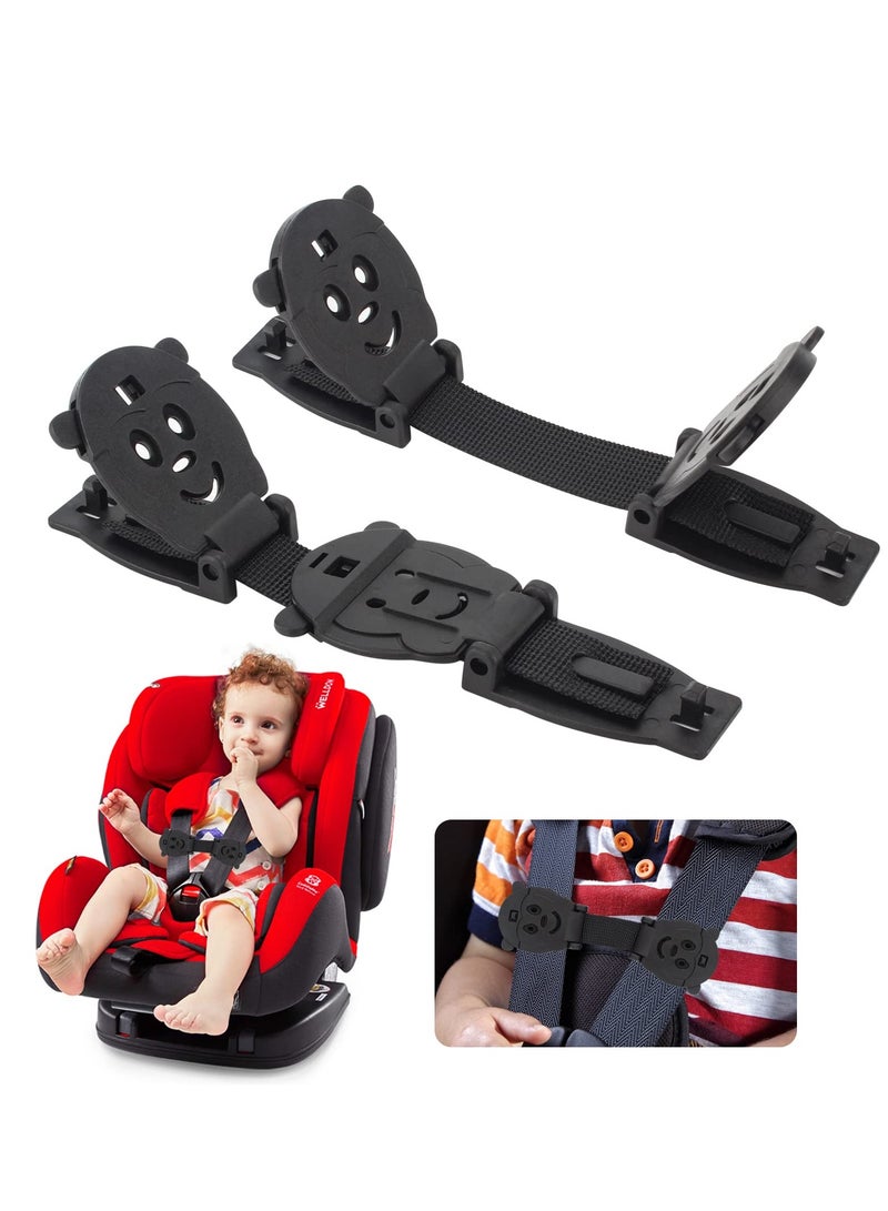 Excefore Universal Car Seat Safety Belt Clip Buckle Lock, Adjustable Child Safety Harness for Car Seats, Strollers, High Chairs, Anti-Escape Strap Prevents Kids from Taking Arms Out (Black, 2 Pack) - Image 1