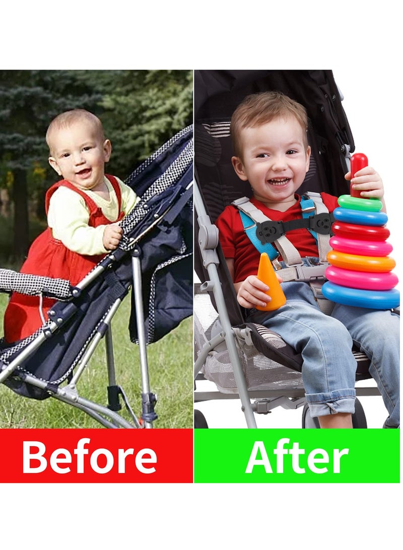 Excefore Universal Car Seat Safety Belt Clip Buckle Lock, Adjustable Child Safety Harness for Car Seats, Strollers, High Chairs, Anti-Escape Strap Prevents Kids from Taking Arms Out (Black, 2 Pack) - Image 5