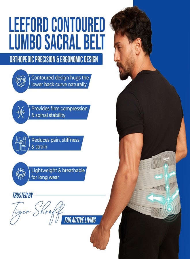 Leeford Contoured Lumbo Sacral Support Belt for Lower Back Pain Relief | Adjustable Belt for Men & Women | Comfortable Lumbar Brace and Back Straightening Support Size- L - Image 4