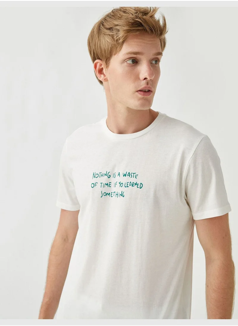 KOTON Slogan T-shirt Printed Cotton