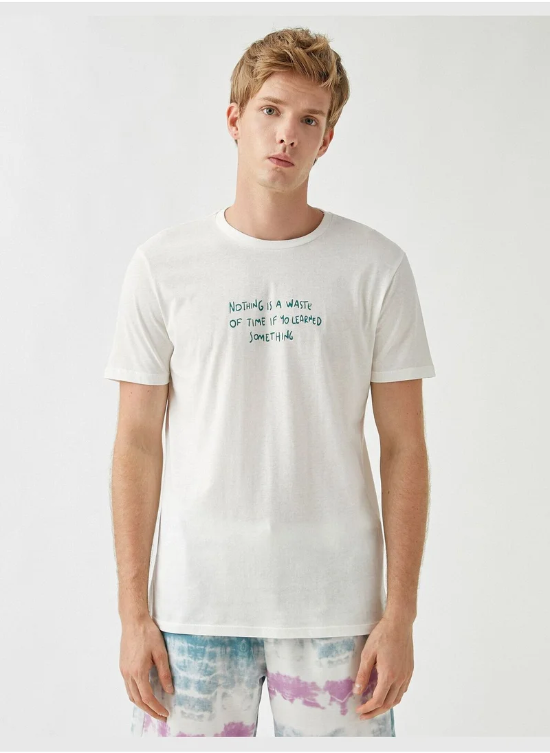 KOTON Slogan T-shirt Printed Cotton