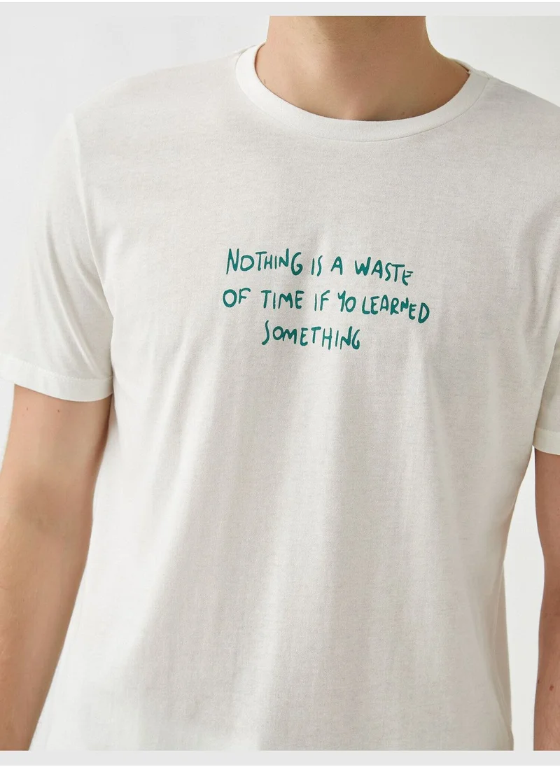 KOTON Slogan T-shirt Printed Cotton