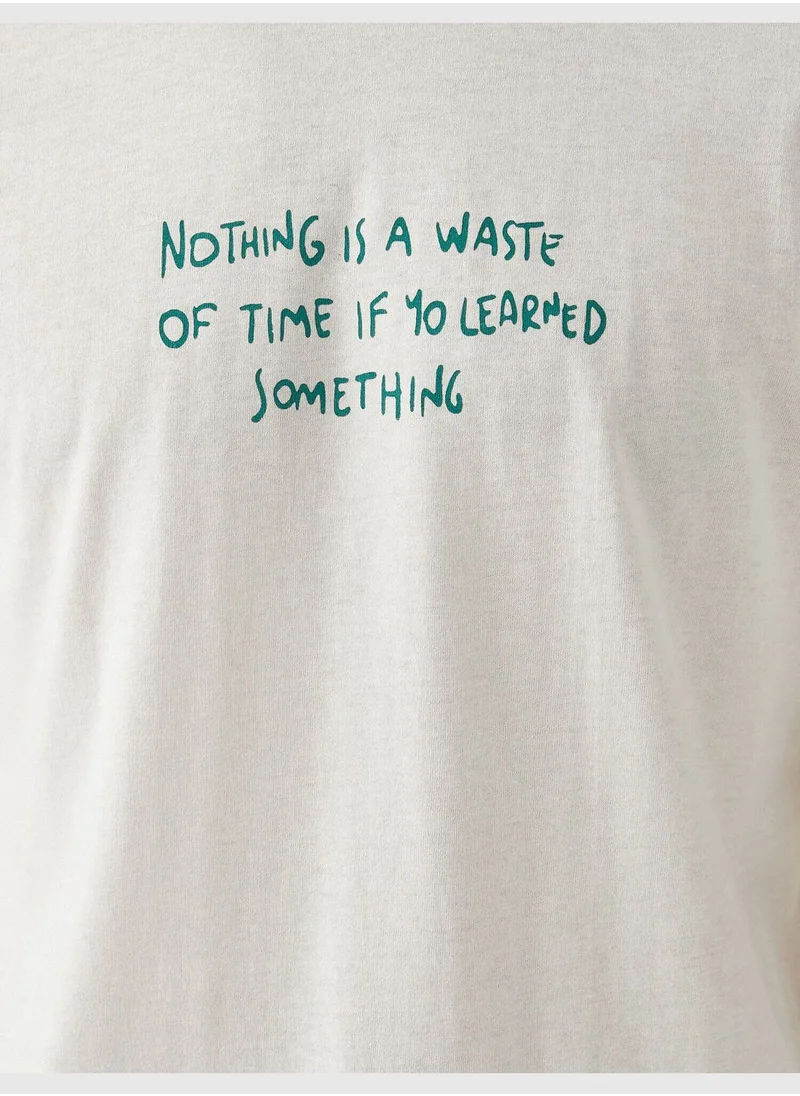 KOTON Slogan T-shirt Printed Cotton