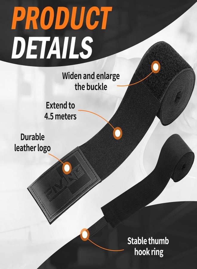 FIVING Premium Handwraps 180 inches Elastic Hand Wraps with Thumb Loop for Boxing, MMA, Muay Thai and Other Martial Arts 4m for Men & Women (Black, 4.5m) - Image 3