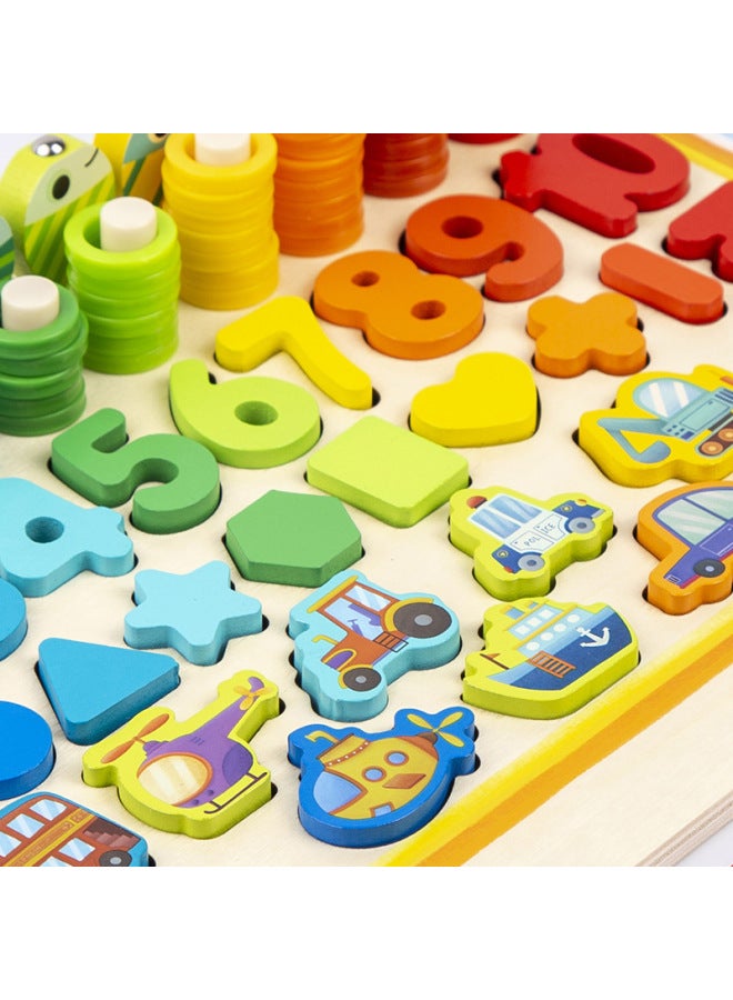 لوحة لوغاريتمية حسابية متعددة الوظائف للأطفال، حافلة مدرسية مشغولة، شكل صيد، لوحة رقمية خشبية، ألعاب تعليمية-اللون: CSDW-حافلة مدرسية مشغولة 0.8 - Image 4