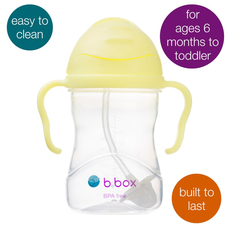 b.box Sippy Cup with Weighted Straw. Drink from any Angle, Leak Proof, Spill Proof, Easy Grip. BPA Free, Dishwasher Safe. For Babies 6m+ to Toddlers (Banana Split, 8oz) - Image 3