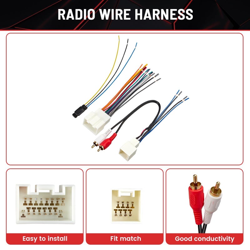 RED WOLF Radio Wiring Harness RCA Plug with 12V to 5V Step Down Converter Kit for 2000-2004 Ford Mustang Explorer, Lincoln 1999-2003 Aftermarket Radio CD Player Receiver Amplifier Sound System - Image 4