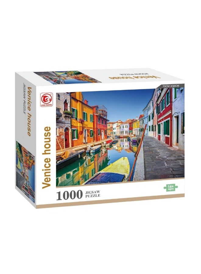1000 Piece Jigsaw Puzzle - Venice House Scene - Image 1