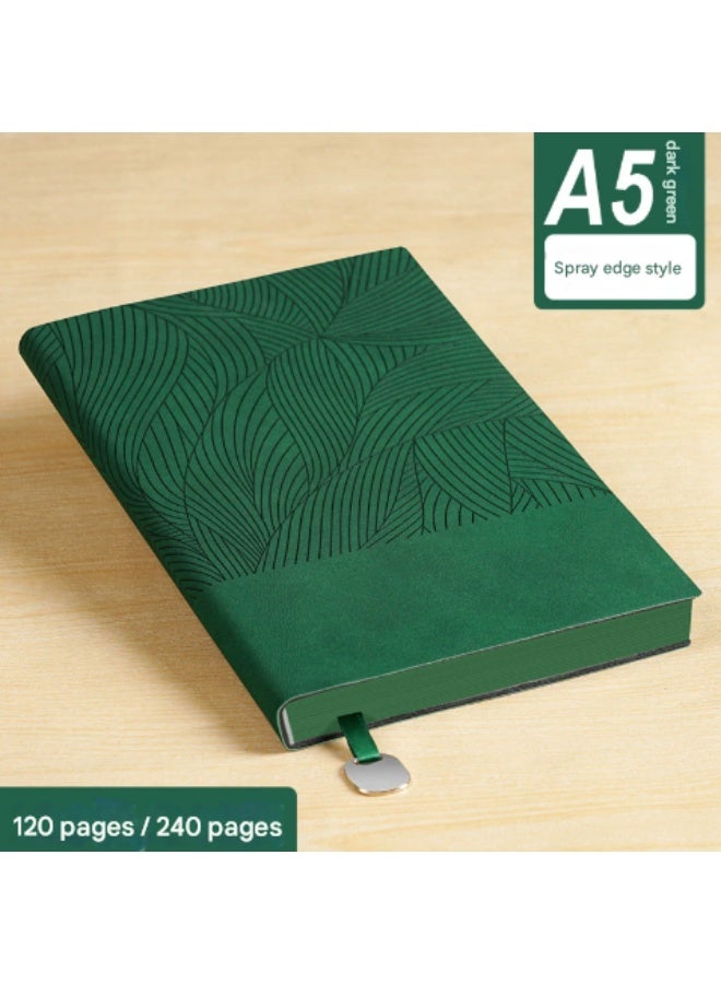 Green 2-Piece Set Premium A5 Business Notebooks | 240 Pages Soft Faux Leather Diary | Professional Color-Edged Journal