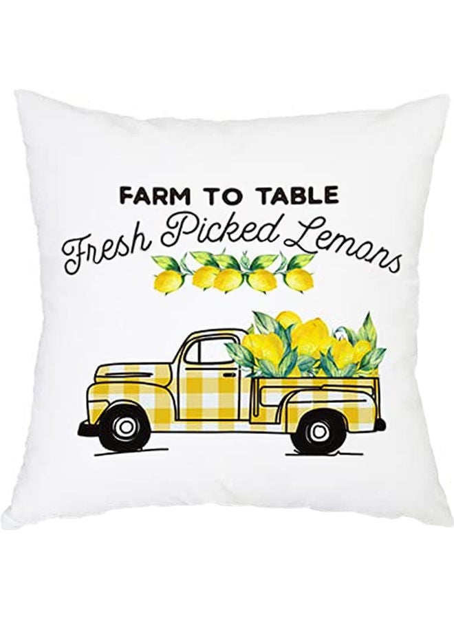 AIWANTO Farm To Table Fresh Picked Lemons Stripe Yellow Car Design Cushion Pillow Cover Multicolour - Image 1