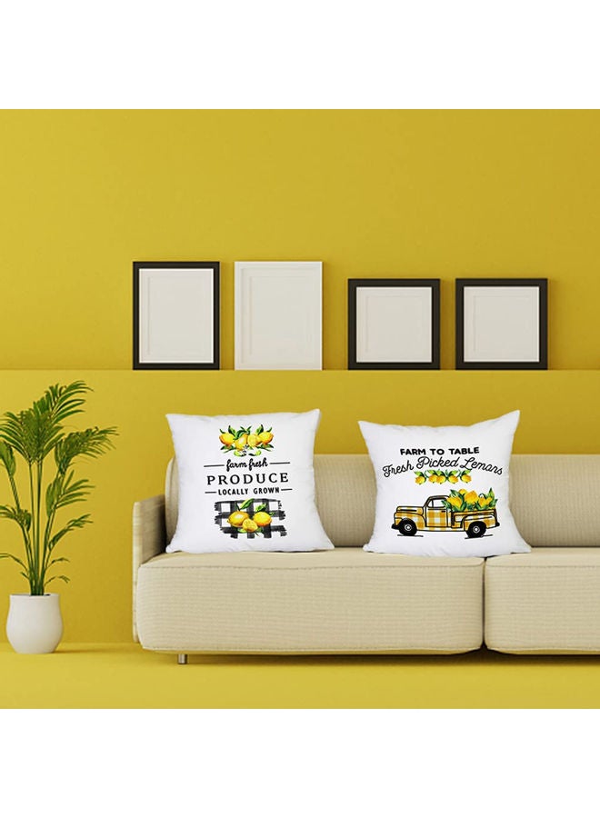 AIWANTO Farm To Table Fresh Picked Lemons Stripe Yellow Car Design Cushion Pillow Cover Multicolour - Image 3