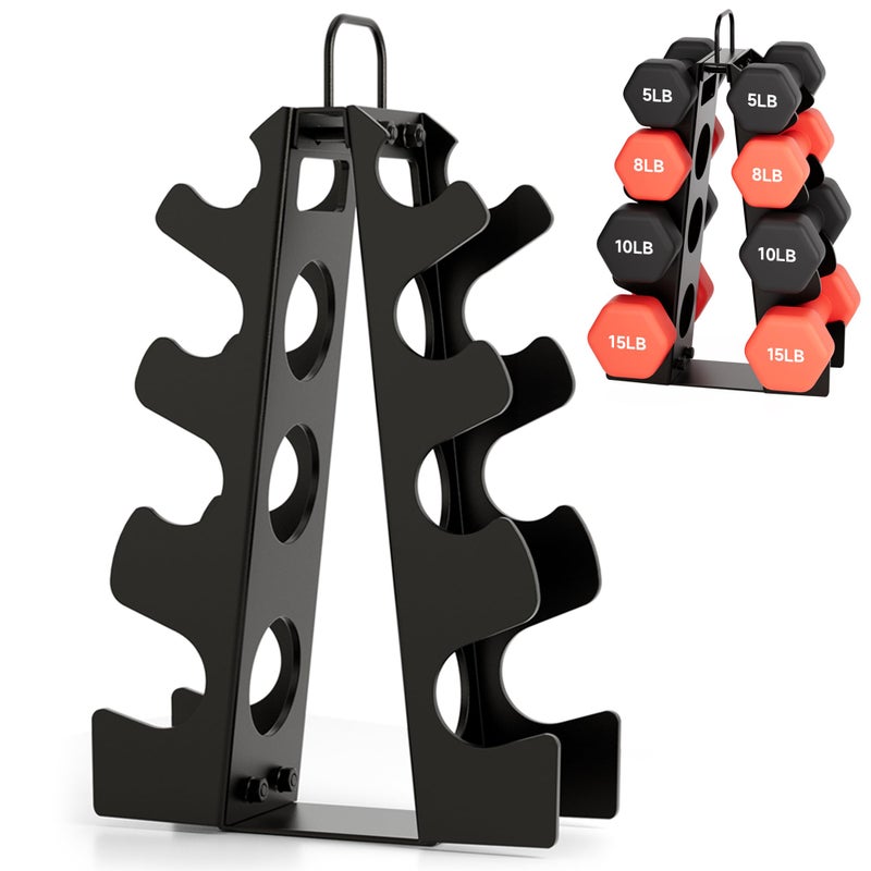 JUGGHOME Dumbbell Rack Stand OnlySmall Weight Rack4Tier Compact AFrame Dumbbell Rack With HandleWeight Holders For Free WeightsWeight Tree Rack For Women Home GymDumbbells not included - Image 2