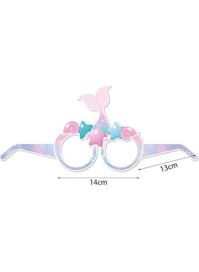 6PCS Mermaid Party Decorations,Paper Mermaid Themed Paper Eyeglasses,Mermaid Party Favors Decorations,Paper Photo Booth Props - Image 2