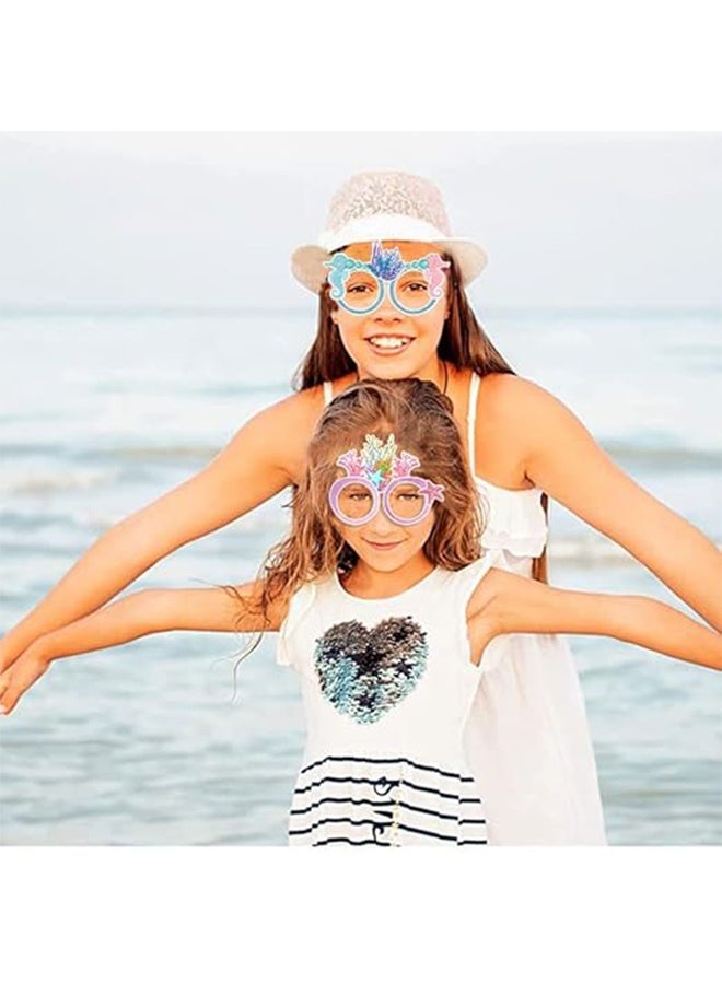 6PCS Mermaid Party Decorations,Paper Mermaid Themed Paper Eyeglasses,Mermaid Party Favors Decorations,Paper Photo Booth Props - Image 5