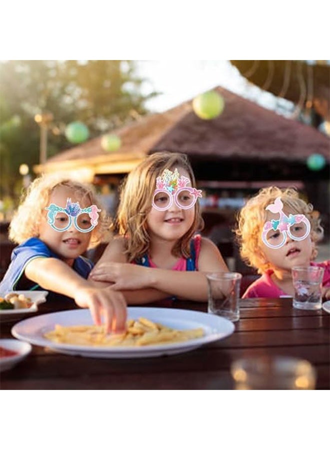 6PCS Mermaid Party Decorations,Paper Mermaid Themed Paper Eyeglasses,Mermaid Party Favors Decorations,Paper Photo Booth Props - Image 4