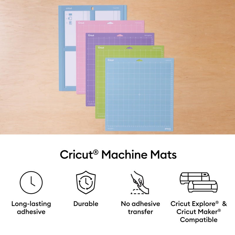 Cricut مجموعة حصائر قطع كريكت (4 قطع، 12 بوصة × 12 بوصة) - لآلات إكسبلور وصانع - تشمل 2 حصائر قياسية، 1 حصيرة خفيفة، 1 حصيرة قوية - Image 4