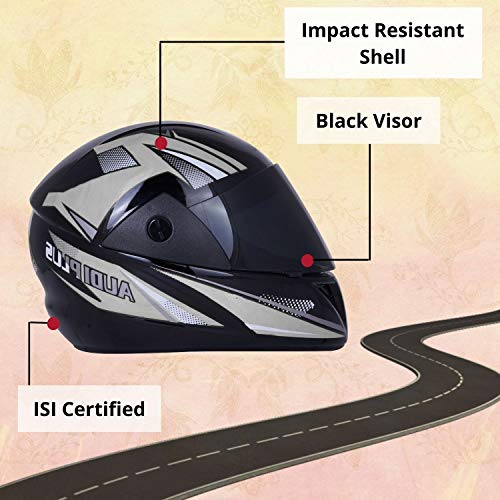 Western Era Pro Stylish Silver Graphics Enhanced Design ISI Certified High-End Safety Ultra Comfort Full Face ABS Helmet with UV Protection Visor (Black Glossy, Extra Large) - Image 4
