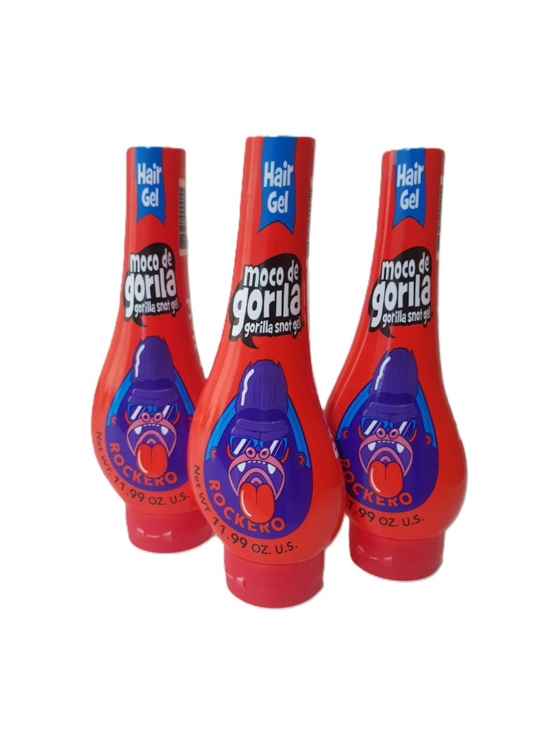 Moco de Gorila موكو دي غوريلا، جل تصفيف الشعر إكسبلوسيف روكر، ثبات طويل الأمد، يمكن إعادة تنشيطه بالماء، عبوة 3 من 11.92 أونصة لكل منها، 3 زجاجات قابلة للضغط. - Image 2