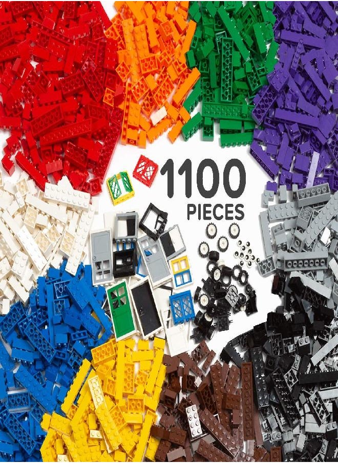 Play Platoon 1100 Piece Building Bricks Set- Building Bricks Kit & Wheels Tires Axles Windows & Door Pieces- Classic Colors Bulk Building Blocks Play Set for Boys and Girls, Compatible with All Brands  - Image 4