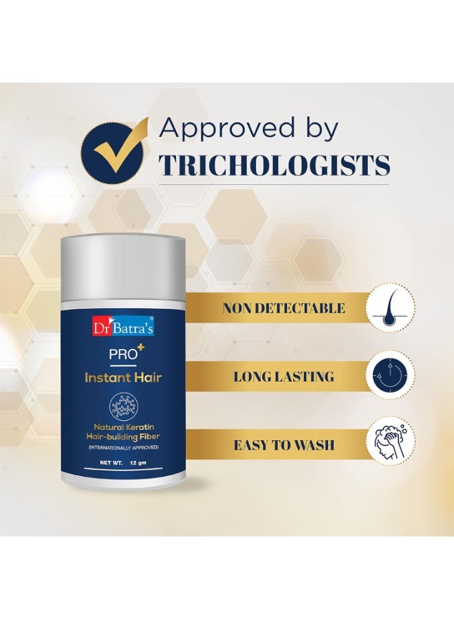 دكتور باترا Dr Batra's Pro+ Instant Hair | ألياف بناء الشعر بالكيراتين الطبيعي | ألياف للشعر الخفيف ومناطق الصلع | مناسبة للرجال والنساء | معتمدة دولياً | اللون الأسود - 12 غرام - Image 3