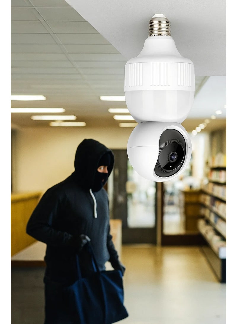 Wi-Fi camera, LED bulb + 64 memory card as a gift, a 360-degree surveillance camera, with smart tracking, 1080p listening and speaker alarm, keep track of where you are on your mobile phone. - Image 5