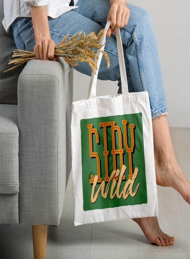 ARTBUG Tote Bag for Women with zip, Aesthetic Canvas tote bag for college girls, office, stylish and reusable - Stay - D No - 060 - Image 2